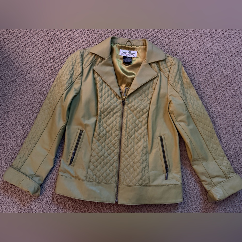 Green Leather Jacket Quilted Design